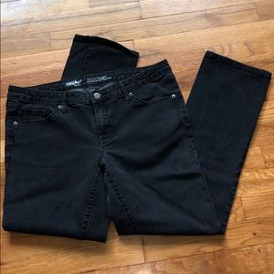 Black mid-rise straight leg denim